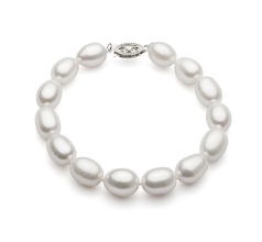8.5-9.5mm Água doce Pulseira em Queda Branco