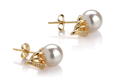 8-9mm Akoya japonesa Conjunto de brincos em Anastasia Branco