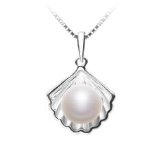 7-8mm Água doce Pingente em Shell Branco