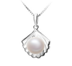 7-8mm Água doce Pingente em Shell Branco