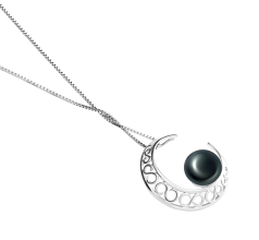 9-10mm Água doce Pingente em Lua Preto