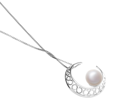 9-10mm Água doce Pingente em Lua Branco
