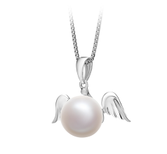 9-10mm Água doce Pingente em Anjo Branco