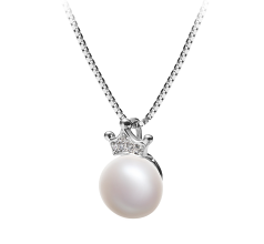 8-9mm Água doce Pingente em Coroa Branco