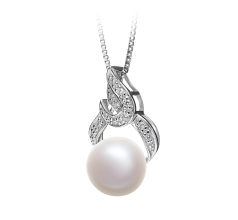 10-11mm Água doce Pingente em Bebra Branco