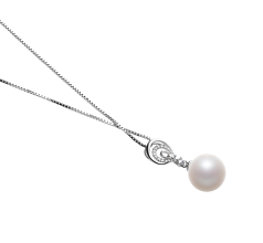 10-11mm Água doce Pingente em Meredith Branco