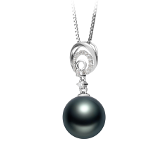 10-11mm taitiano Pingente em Meredith Preto