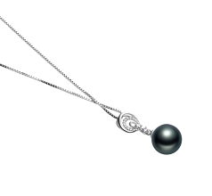 10-11mm taitiano Pingente em Meredith Preto