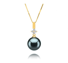 10-11mm taitiano Pingente em Hilda Preto
