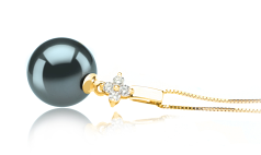 10-11mm taitiano Pingente em Hilda Preto