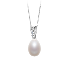 10-11mm Água doce Pingente em Pomona Branco