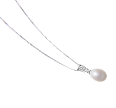 10-11mm Água doce Pingente em Pomona Branco