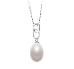 10-11mm Água doce Pingente em Rabia Branco