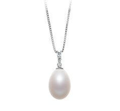 10-11mm Água doce Pingente em Salina Branco