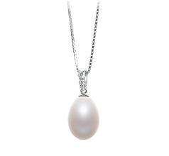 10-11mm Água doce Pingente em Salina Branco
