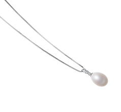 10-11mm Água doce Pingente em Salina Branco