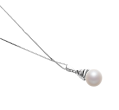 10-11mm Água doce Pingente em Romola Branco