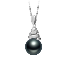 10-11mm taitiano Pingente em Romola Preto