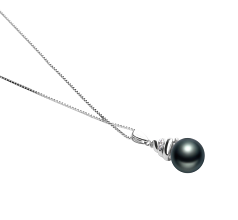 10-11mm taitiano Pingente em Romola Preto