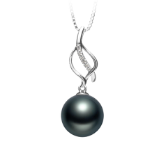 10-11mm taitiano Pingente em Leah Preto
