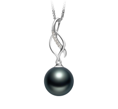 10-11mm taitiano Pingente em Leah Preto
