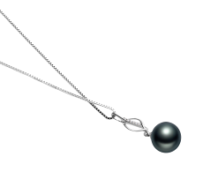 10-11mm taitiano Pingente em Leah Preto