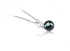 9-10mm taitiano Pingente em Merina Preto