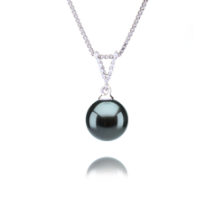 9-10mm taitiano Pingente em Vondra Preto