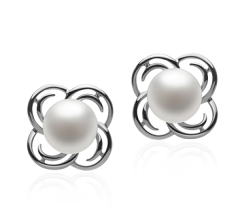 7-8mm Água doce Conjunto de brincos em Bonita Branco