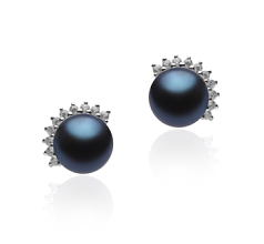 7-8mm Água doce Conjunto de brincos em Vendas e marketing Tingido de preto