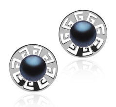 8-9mm Água doce Conjunto de brincos em Noé Tingido de preto