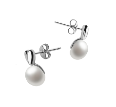 8-9mm Água doce Conjunto de brincos em Coração Branco