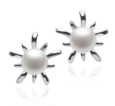 6-7mm Água doce Conjunto de brincos em Promova 'Jamelia' Branco