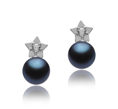 7-8mm Água doce Conjunto de brincos em Estrela Tingido de preto