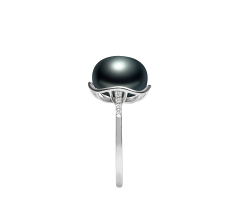 11-12mm Água doce Anel em Kalina Tingido de preto