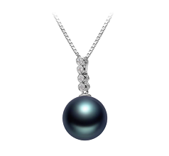 10-11mm taitiano Pingente em Ross Preto