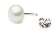 8-8.5mm Água doce Conjunto de brincos em Branco