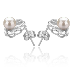 5-6mm Água doce Conjunto de brincos em Princesa. Branco