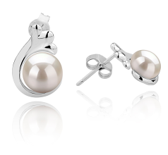 7-8mm Água doce Conjunto de brincos em Bikita Branco