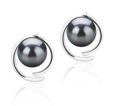 7-8mm Água doce Conjunto de brincos em Raina Tingido de preto