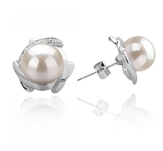 8-9mm Água doce Conjunto de brincos em Alba Branco