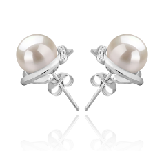 8-9mm Água doce Conjunto de brincos em Alba Branco