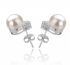8-9mm Água doce Conjunto de brincos em Evelyn Branco