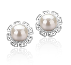 9-10mm Água doce Conjunto de brincos em Leonie Branco