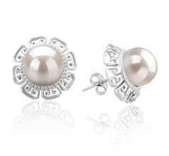 9-10mm Água doce Conjunto de brincos em Leonie Branco