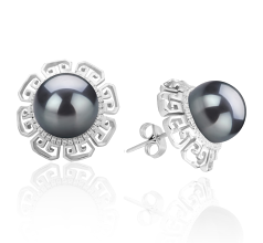 9-10mm taitiano Conjunto de brincos em Leonie Preto