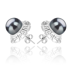 9-10mm taitiano Conjunto de brincos em Leonie Preto