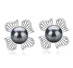 10-11mm taitiano Conjunto de brincos em Abigail Preto