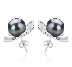 10-11mm taitiano Conjunto de brincos em Abigail Preto
