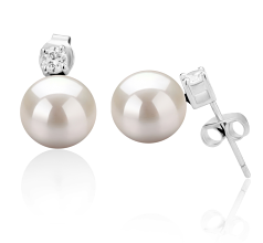 8-9mm Água doce Conjunto de brincos em Eternidade Branco